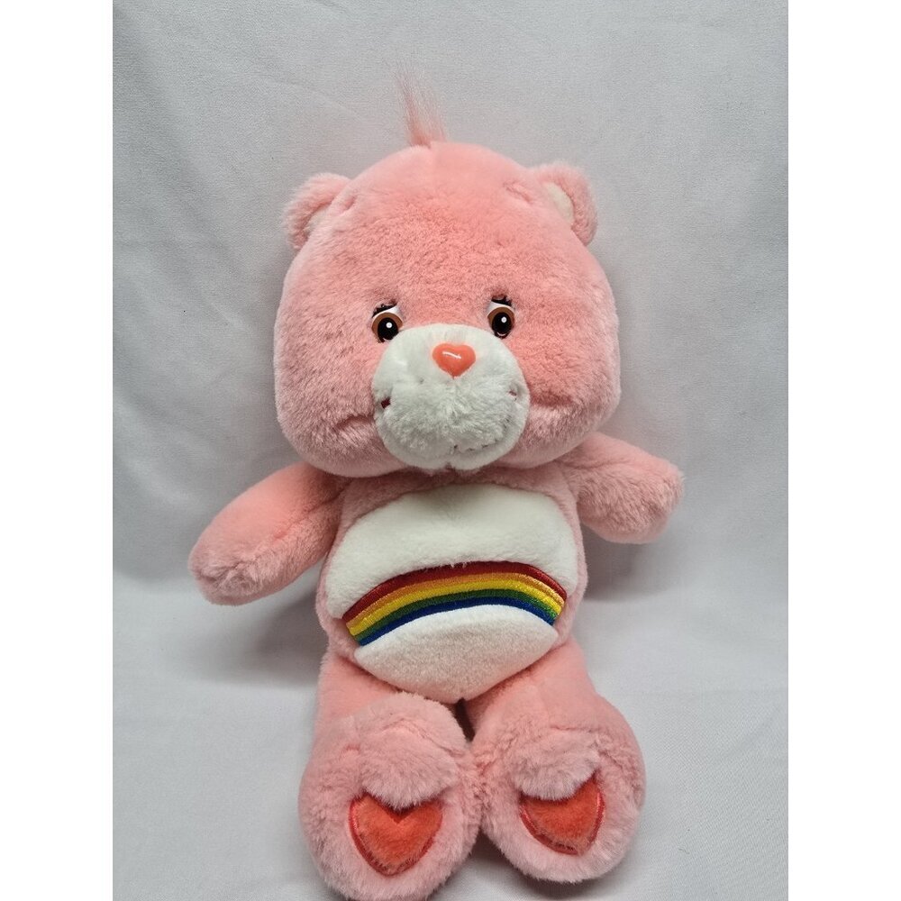 Care Bear Cheer Bear Pink Rainbow Stuffed Bear 13 Inches 2002 Stuffed Toy